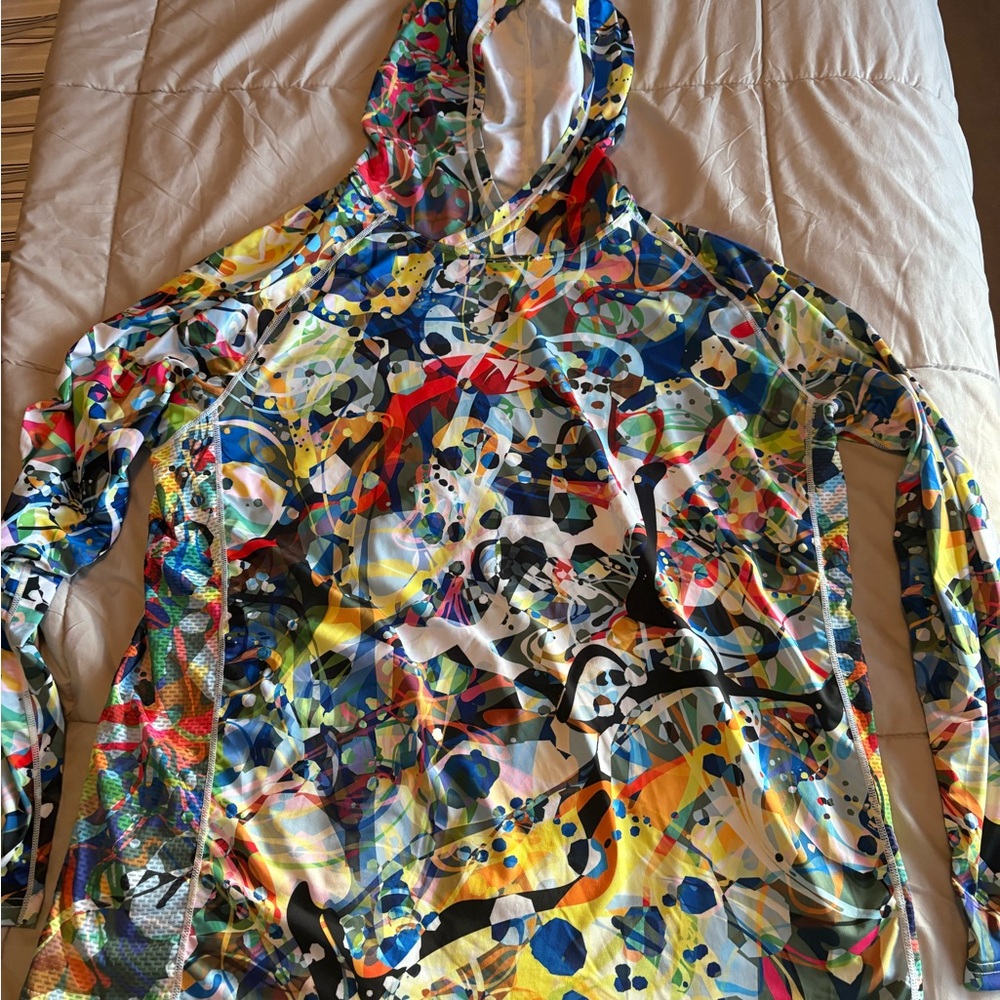 Men's SlimFit Stretch XL Multicolor Abstract Print Hoodie Sweatshirt